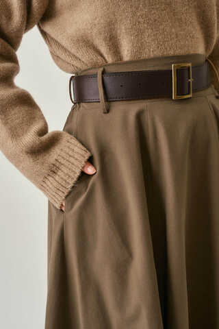 Wide Belted Skirt Earth - 3