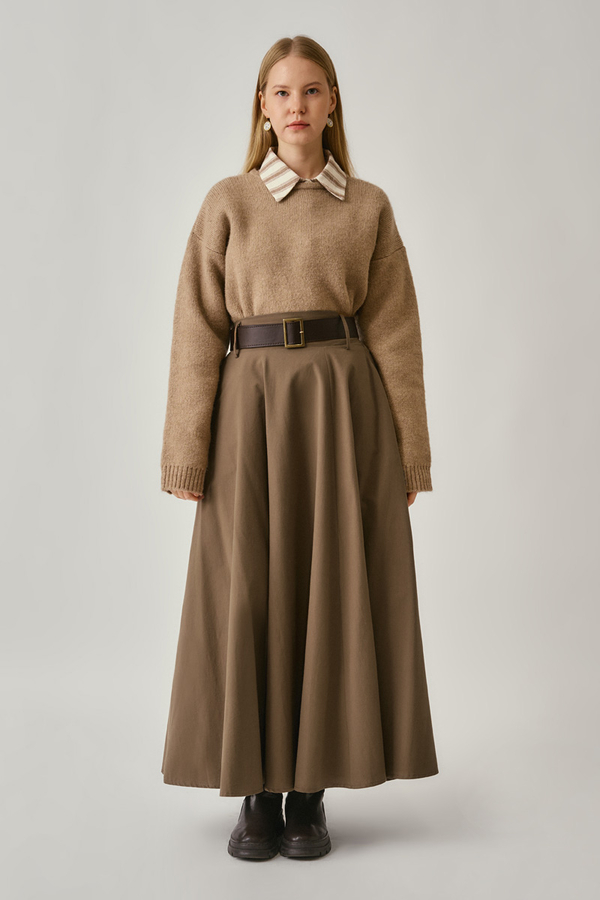 Wide Belted Skirt Earth - 6