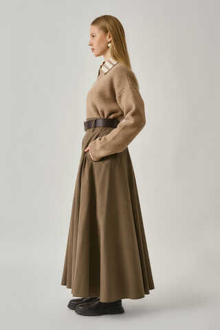 Wide Belted Skirt Earth - 7