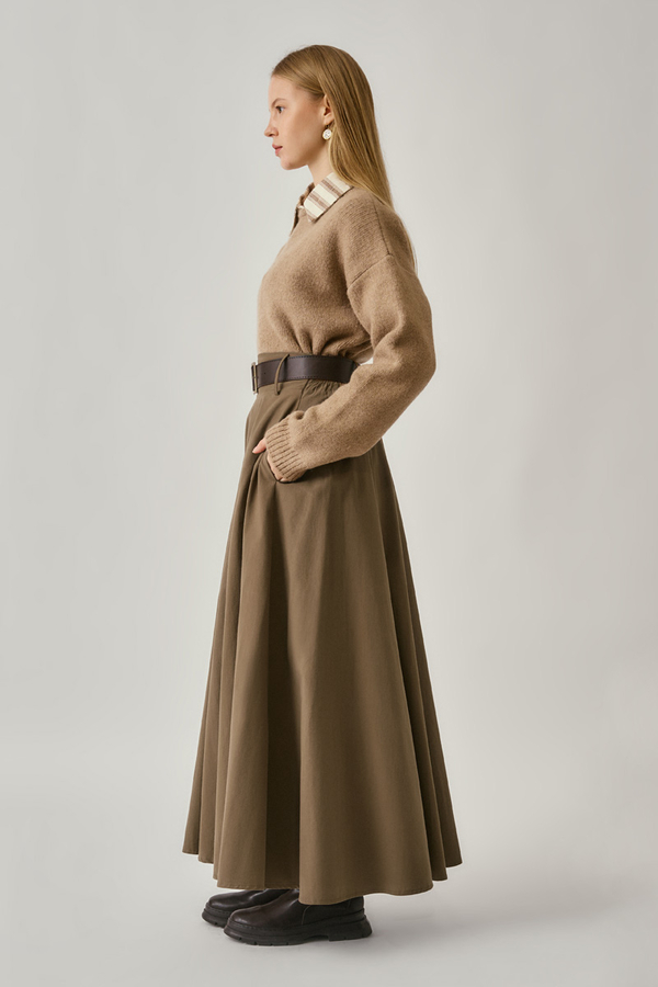 Wide Belted Skirt Earth - 7