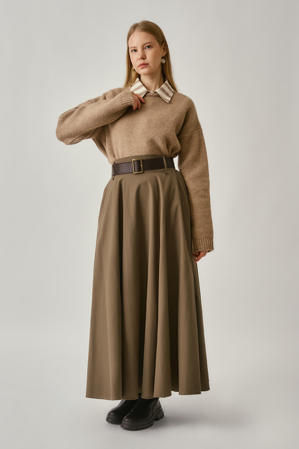 Wide Belted Skirt Earth - 4