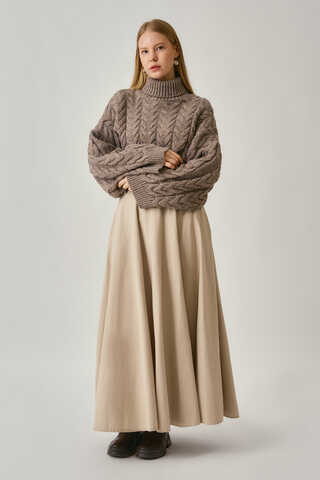 Wide Belted Skirt Stone - 6