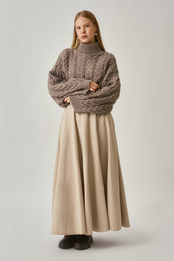 Wide Belted Skirt Stone - 6