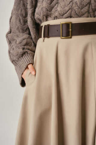 Wide Belted Skirt Stone - 3