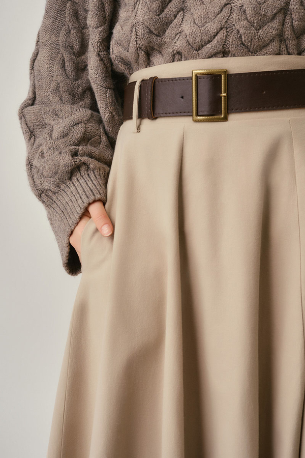 Wide Belted Skirt Stone - 3