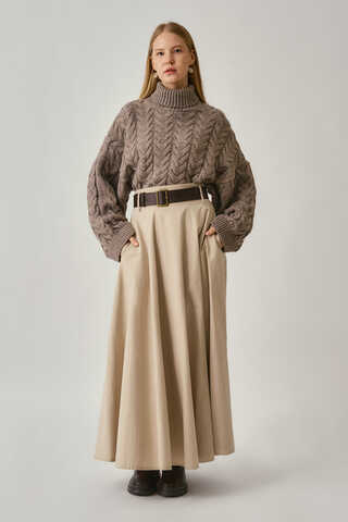 Wide Belted Skirt Stone - 5