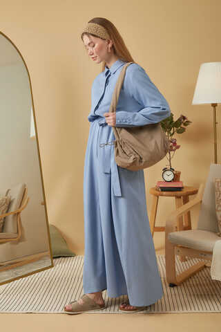 Wide Cuffed Dress Baby Blue - 9