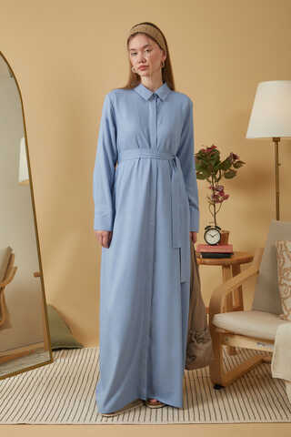 Wide Cuffed Dress Baby Blue - 11