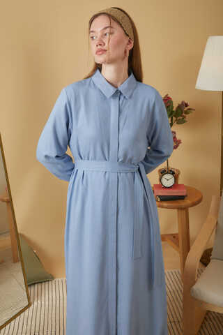 Wide Cuffed Dress Baby Blue - 5