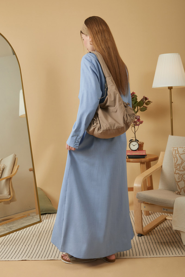 Wide Cuffed Dress Baby Blue - 7