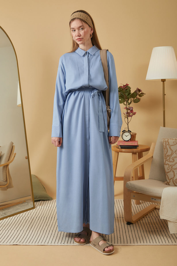 Wide Cuffed Dress Baby Blue 