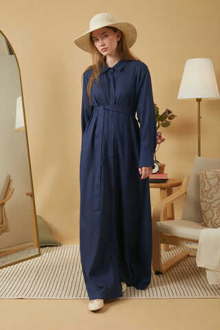 Wide Cuffed Dress Navy Blue - 1
