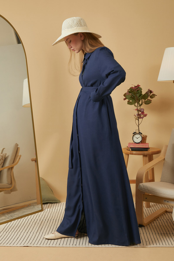 Wide Cuffed Dress Navy Blue - 8