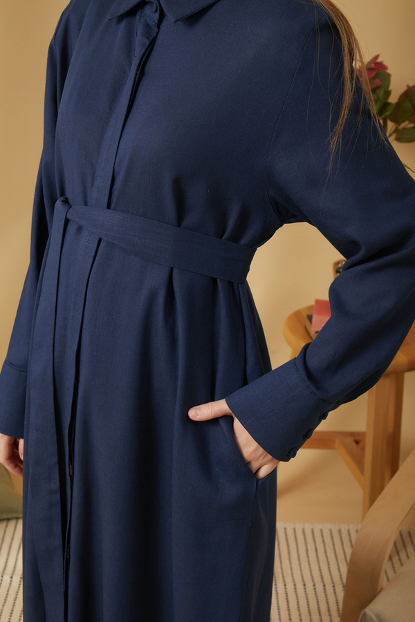 Wide Cuffed Dress Navy Blue - 9