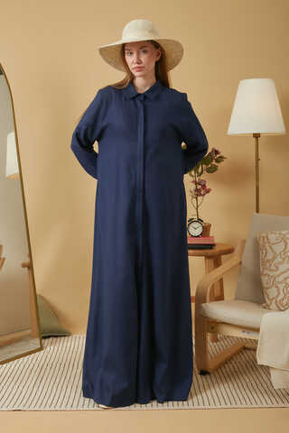 Wide Cuffed Dress Navy Blue - 3