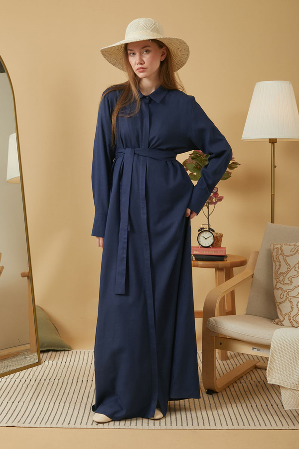 Wide Cuffed Dress Navy Blue - 6
