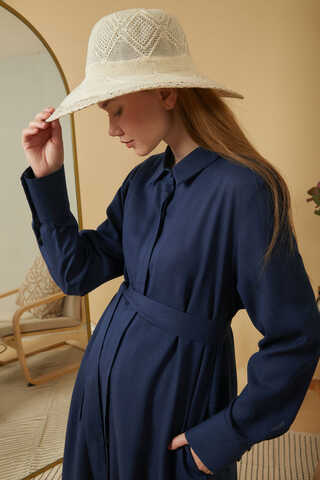 Wide Cuffed Dress Navy Blue - 10