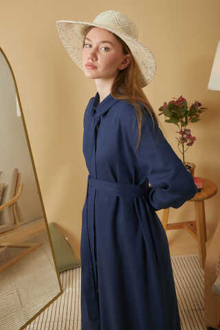 Wide Cuffed Dress Navy Blue - 12