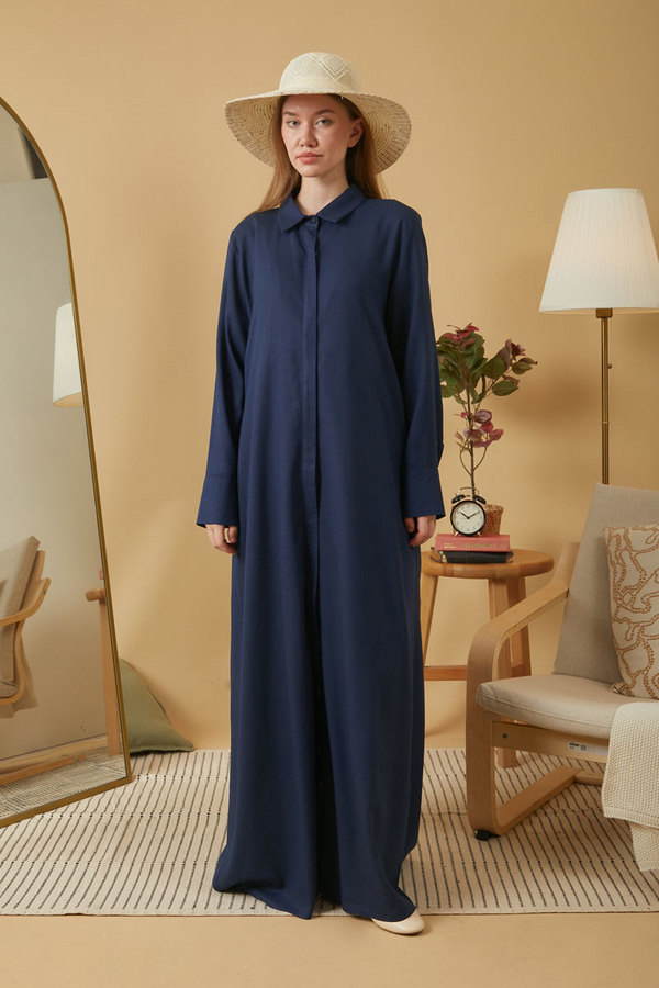 Wide Cuffed Dress Navy Blue - 14