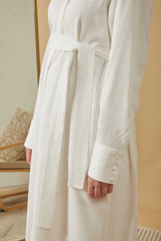 Wide Cuffed Dress White - 13