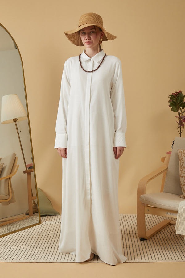 Wide Cuffed Dress White - 2