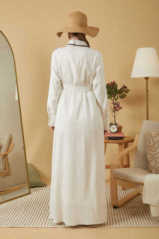 Wide Cuffed Dress White - 15
