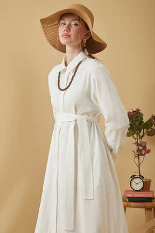 Wide Cuffed Dress White - 1