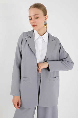Wide Leg Pants Jacket Set Gray - 4
