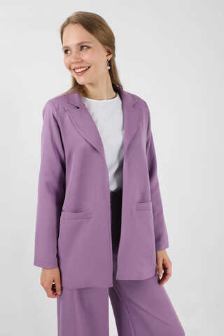 Wide Leg Pants Jacket Set Lilac - 2