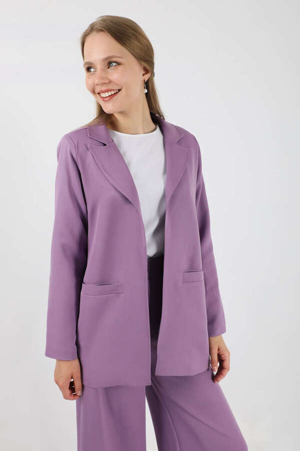 Wide Leg Pants Jacket Set Lilac - 2