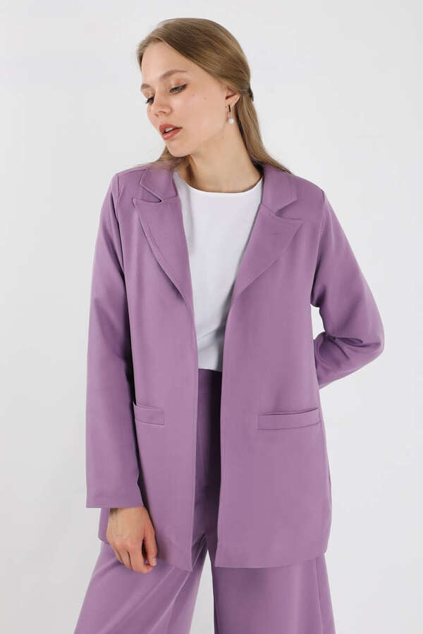 Wide Leg Pants Jacket Set Lilac - 4