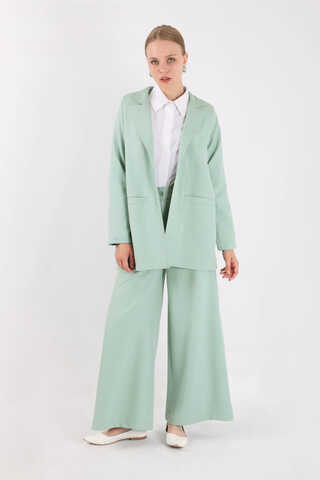 Wide Leg Pants Jacket Set Mint - 1