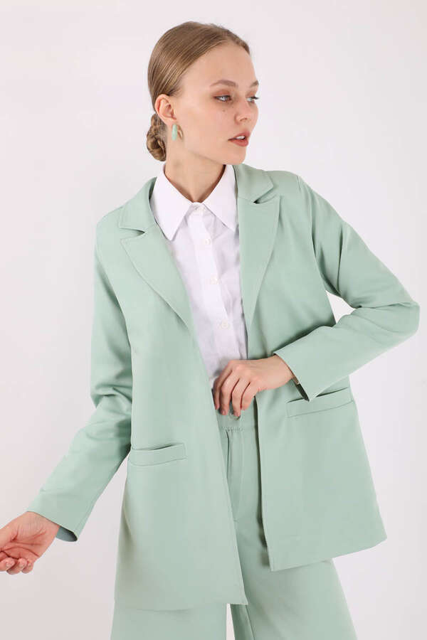 Wide Leg Pants Jacket Set Mint - 2