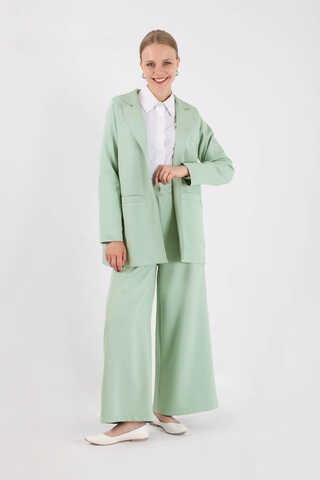 Wide Leg Pants Jacket Set Mint - 3