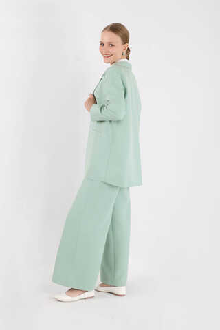 Wide Leg Pants Jacket Set Mint - 5