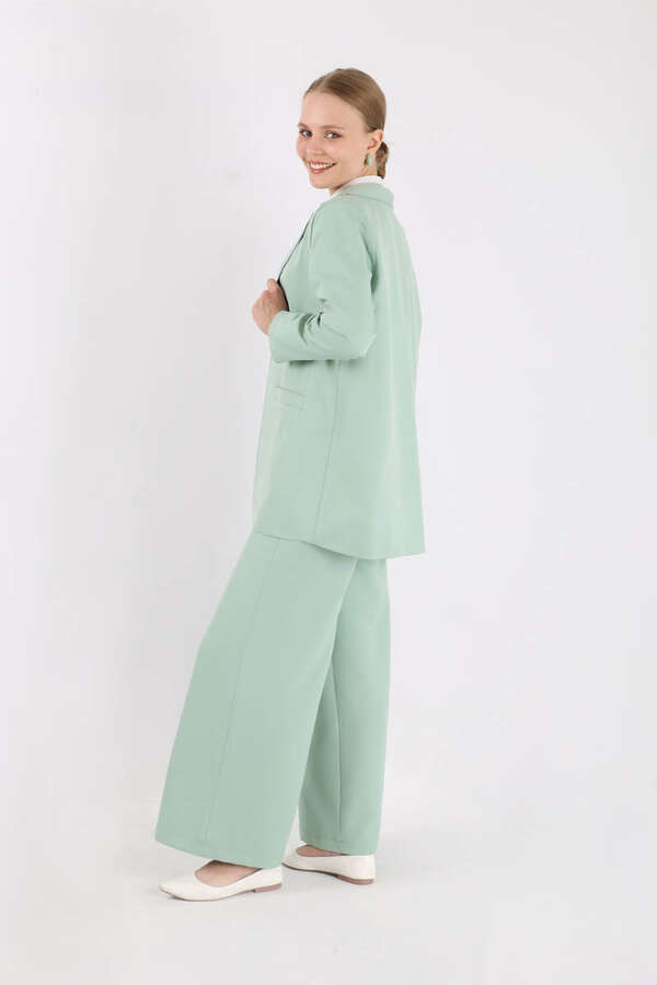 Wide Leg Pants Jacket Set Mint - 5