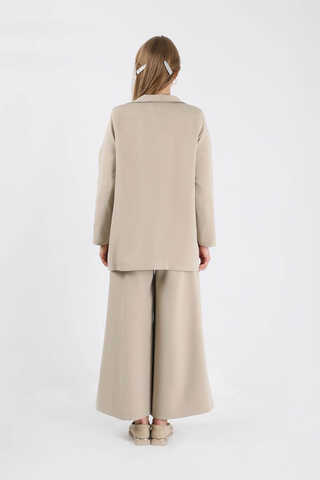 Wide Leg Pants Jacket Set Stone - 5