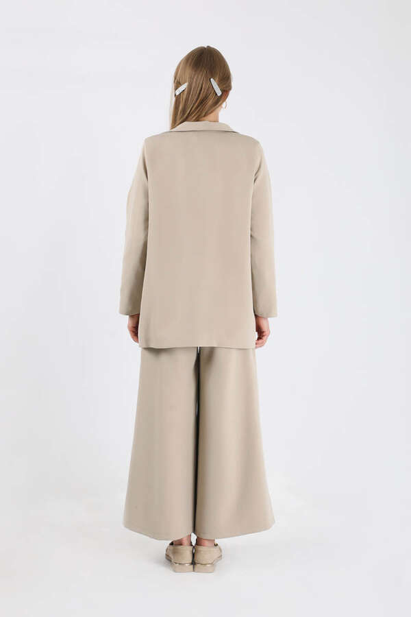 Wide Leg Pants Jacket Set Stone - 5