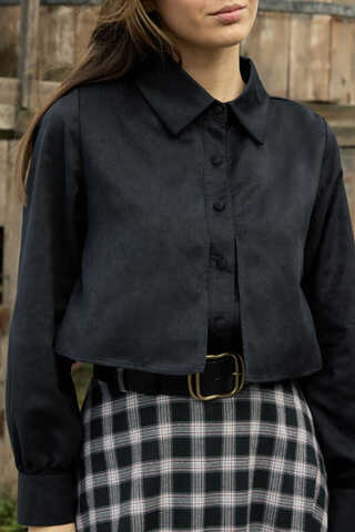Wind Flap Suede Shirt Black - 3