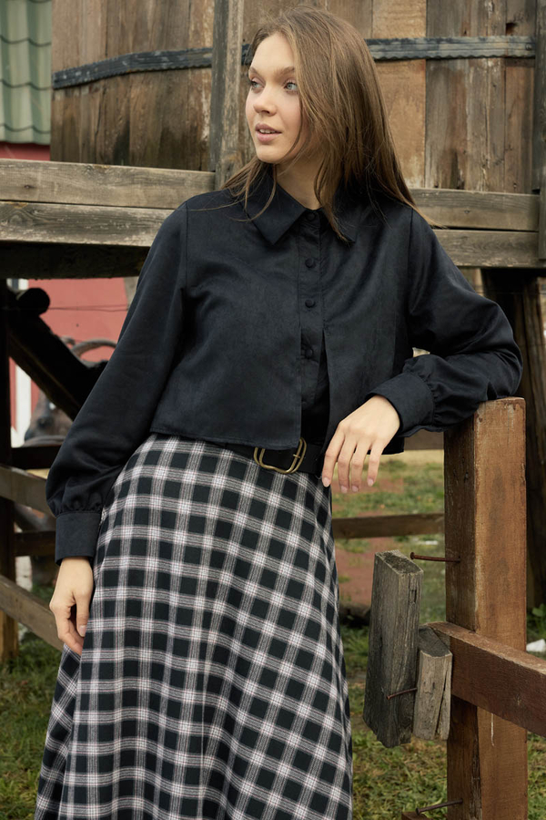 Wind Flap Suede Shirt Black - 4