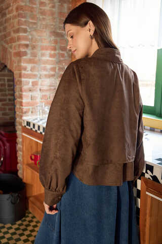 Wind Flap Suede Shirt Brown - 13