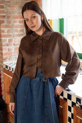 Wind Flap Suede Shirt Brown - 1