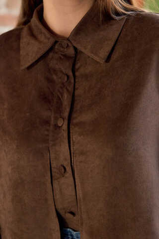 Wind Flap Suede Shirt Brown - 8
