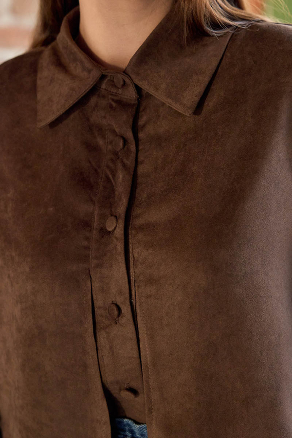 Wind Flap Suede Shirt Brown - 8