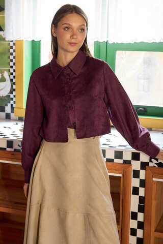 Wind Flap Suede Shirt Burgundy - 1