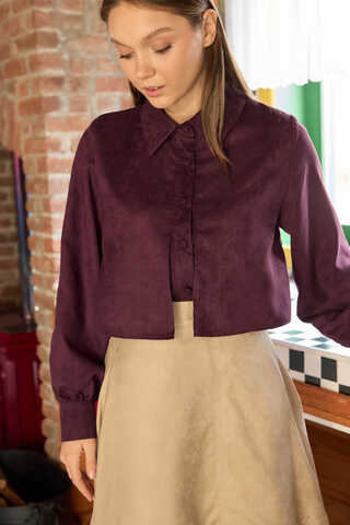 Wind Flap Suede Shirt Burgundy - 3