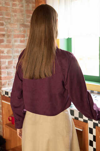 Wind Flap Suede Shirt Burgundy - 6