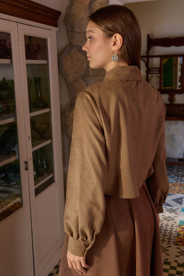 Wind Flap Suede Shirt Camel - 11