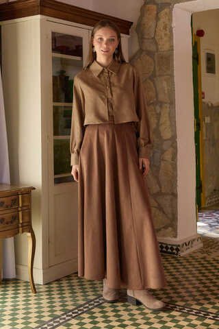 Wind Flap Suede Shirt Camel - 2