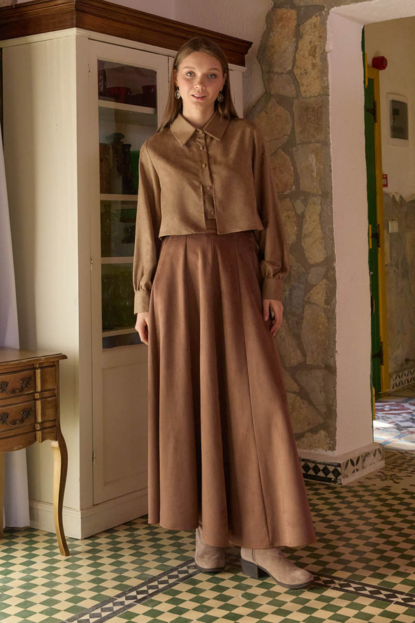 Wind Flap Suede Shirt Camel - 2